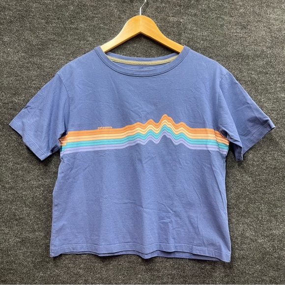 Patagonia Tops - Patagonia Womens Ridge Rise Stripe Organic Easy Cut Tee Sz XS
